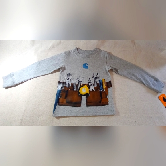 Carhartt Other - 2T Carhartt Gray Long Sleeve Kids Shirt with Tool Belt Graphic And Logo